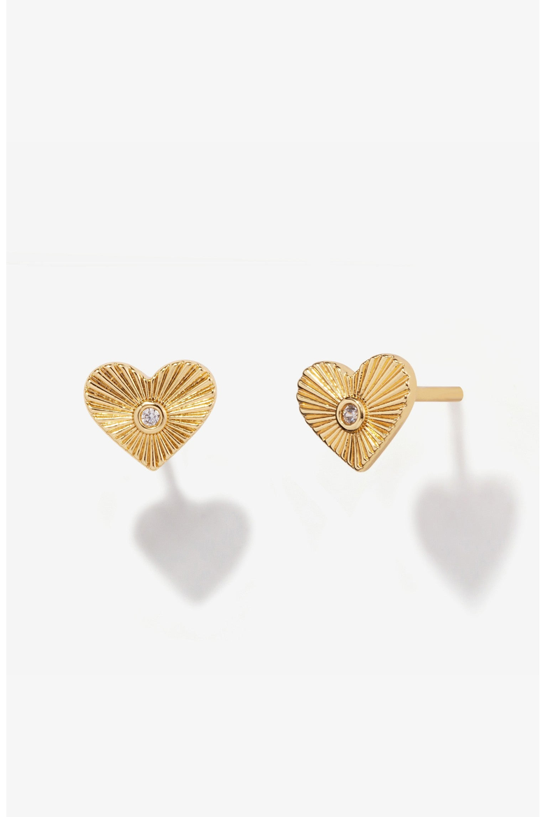 Isla Mini Heart Stud Earrings, Main, color, Gold