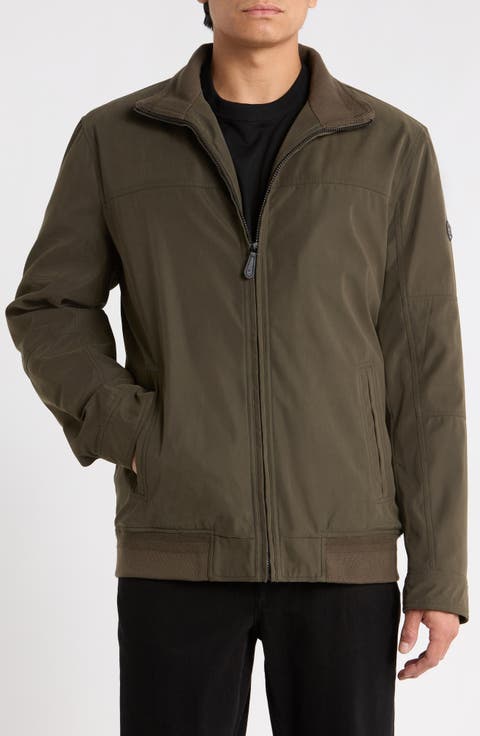 Faux Shearling Lined Microfiber Jacket