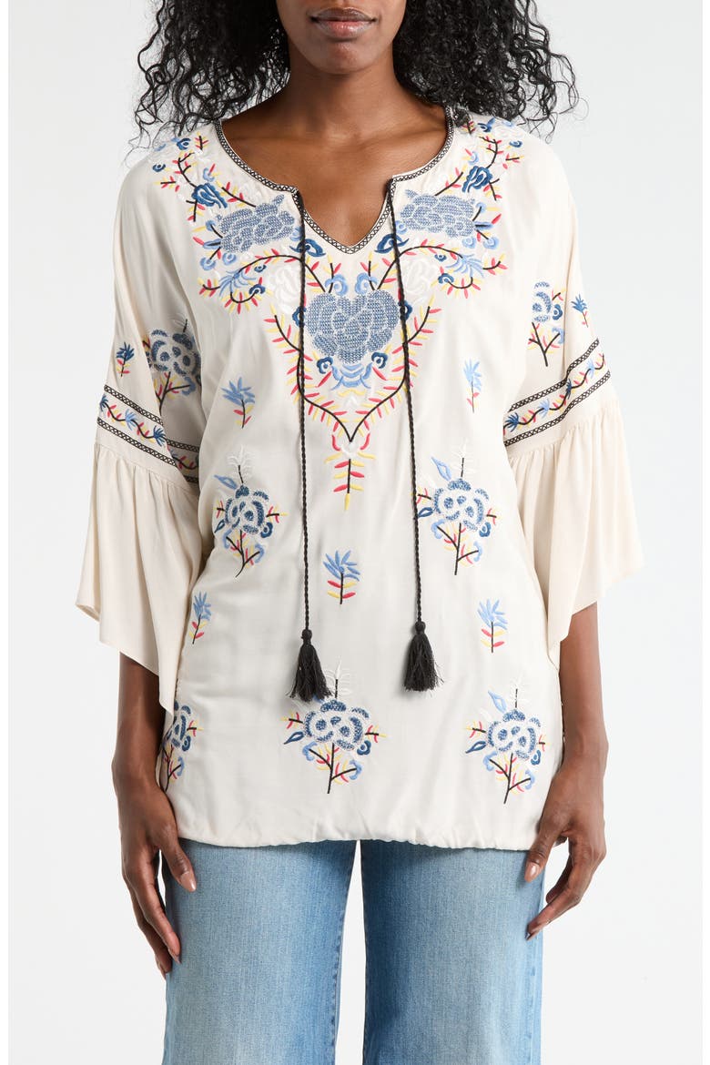 Boho Embroidered Top, Main, color, NATURAL