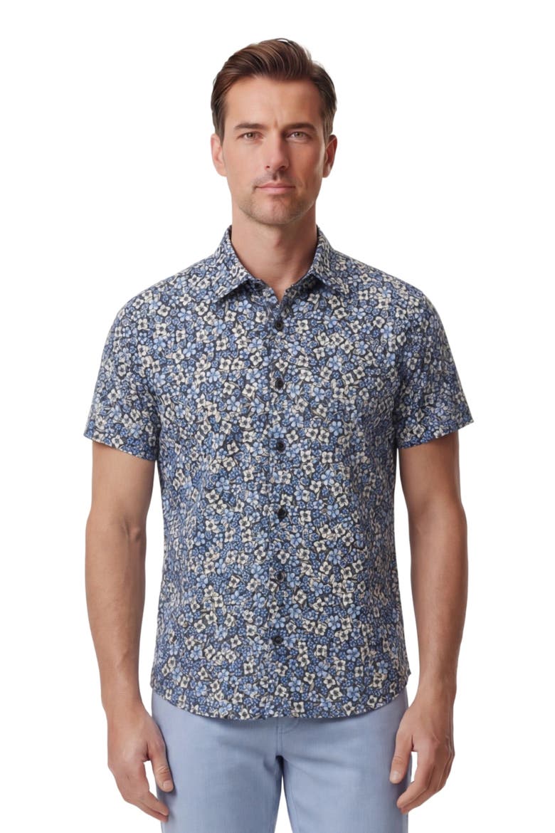 Floral Field Mens Knit Shirt, Main, color, FLORAL FIELD BLACK