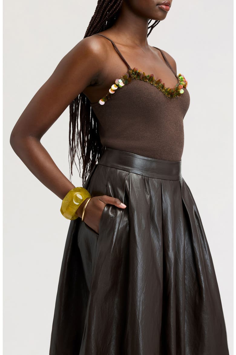 Paillette Sweetheart Neck Tank, Alternate, color, WALNUT
