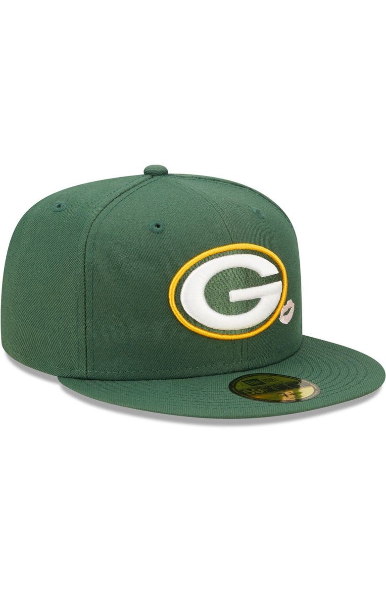 New Era Men's New Era Green Green Bay Packers Lips 59FIFTY Fitted Hat, Alternate, color, Green