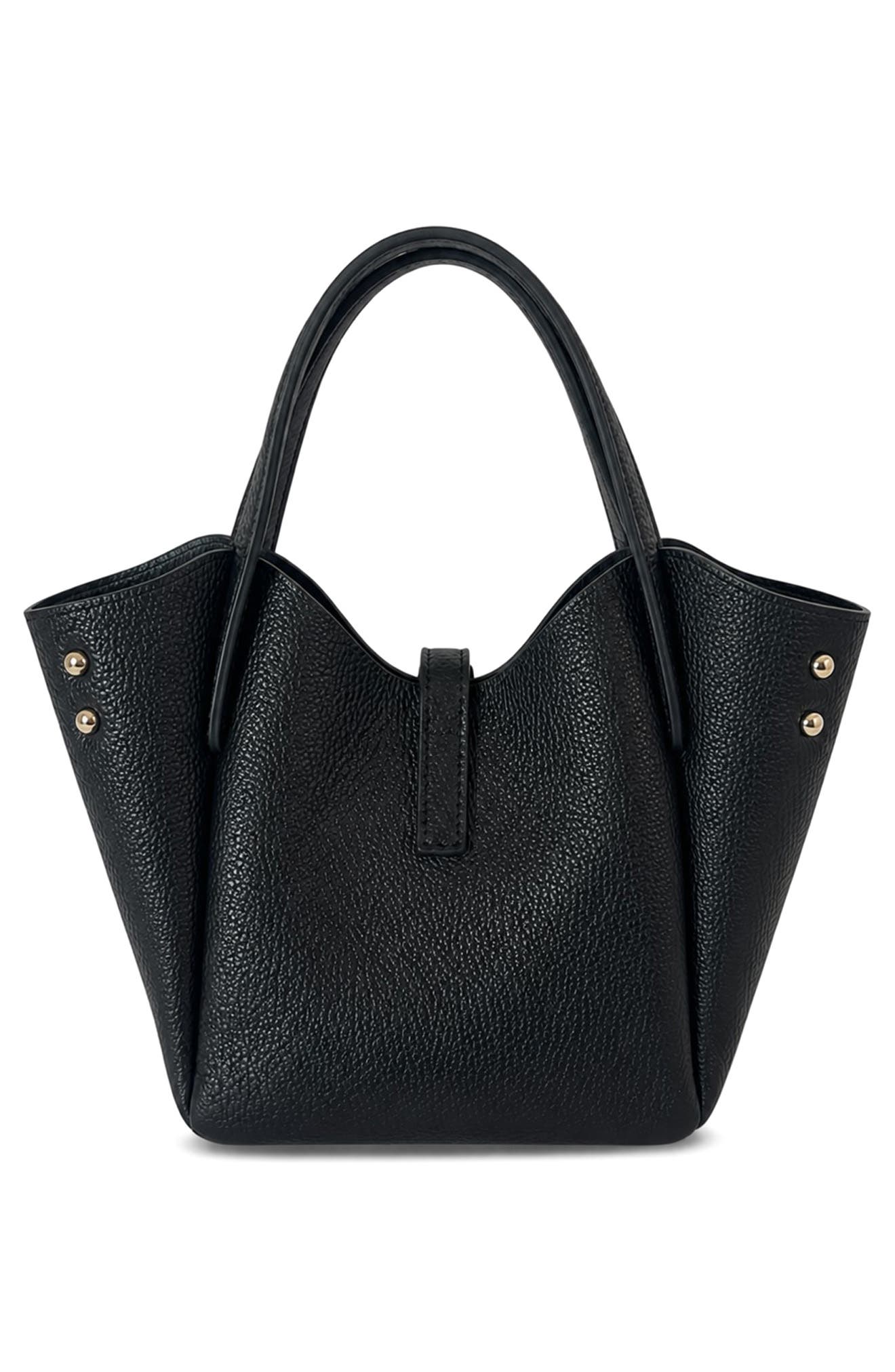 Ella Leather Handbag with Scarf, Alternate, color, BLACK