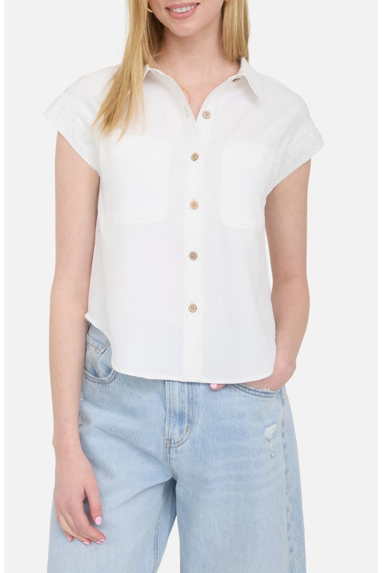 Short Sleeve Button-Up Shirt, Main, color, WHITE