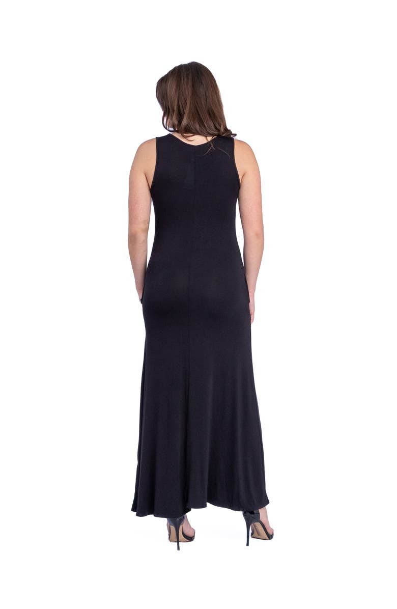 24seven Comfort Apparel Scoop Neck Sleeveless Maxi Dress with Pockets, Alternate, color, Black