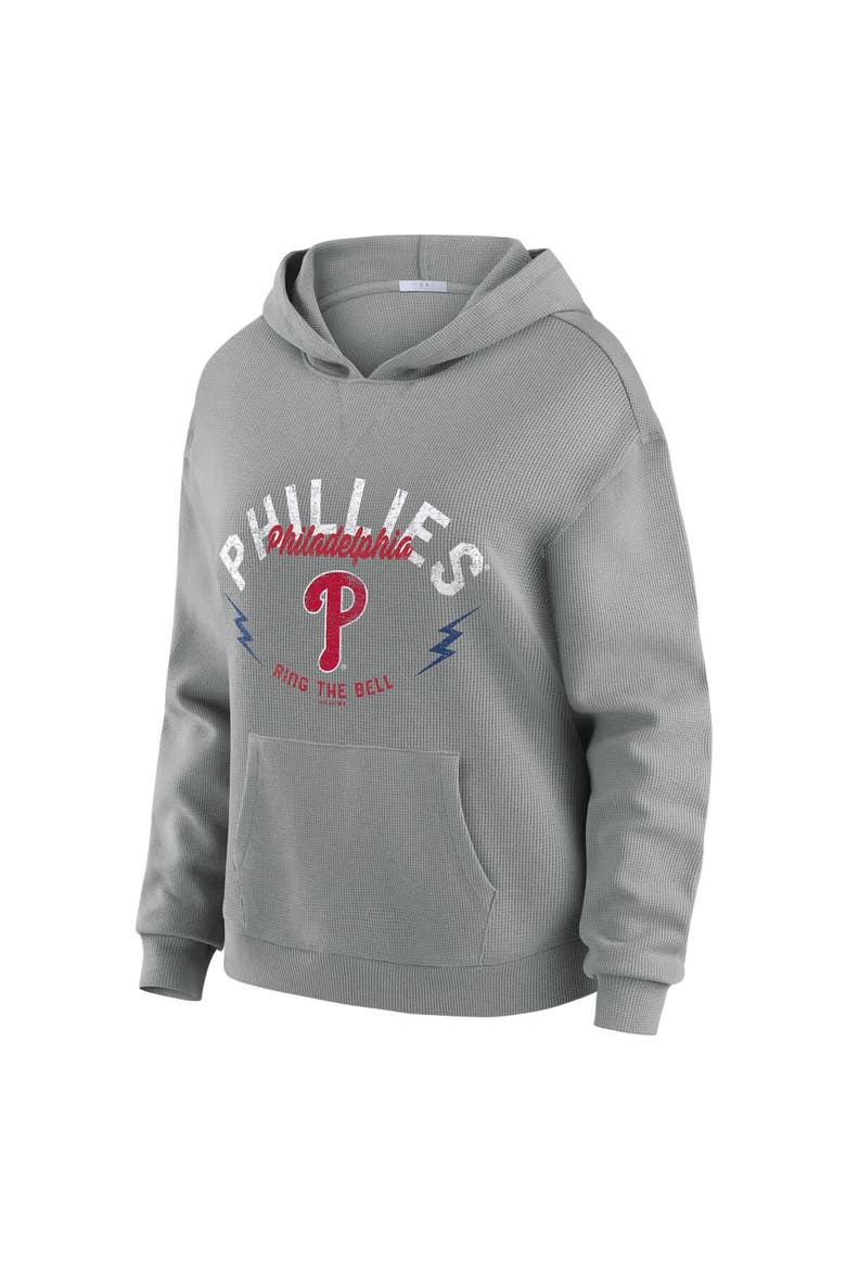 Women's WEAR by Erin Andrews Gray Philadelphia Phillies Plus Size Waffle-Knit Long-Sleeve Hoodie & Lounge Pant Set, Alternate, color, Gray