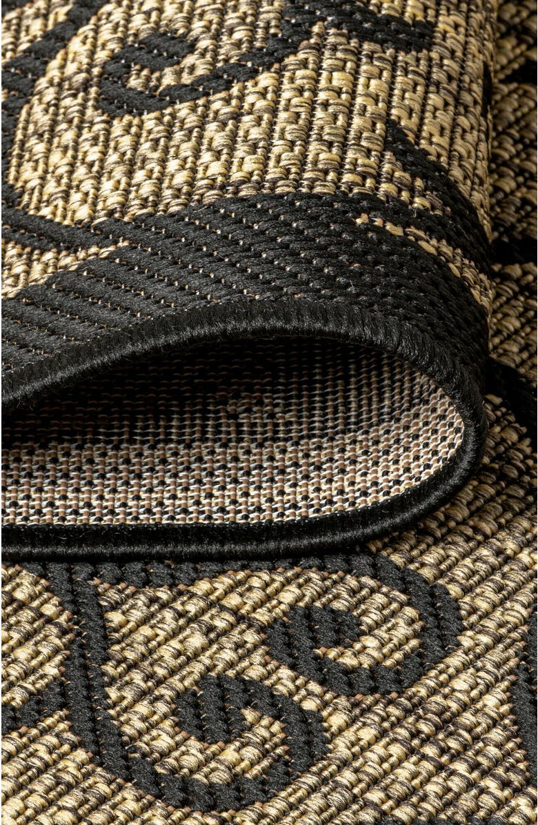 JONATHAN Y Madrid Vintage Filigree Textured Weave Indoor/Outdoor Area Rug, Alternate, color, Black/Khaki- Round