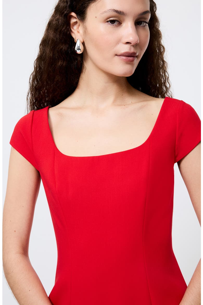 Azra Cap Sleeve Twill Minidress, Alternate, color, MARS RED