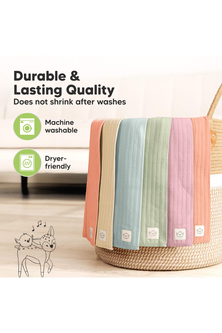 6-Pack Shea (Stria) Burp Cloths, Alternate, color, Muted Pastel