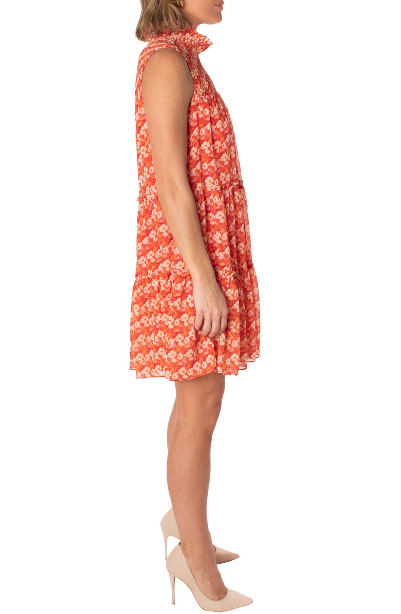 Taylor Dresses Floral Mock Neck Sleeveless Tiered Dress, Alternate, color, 