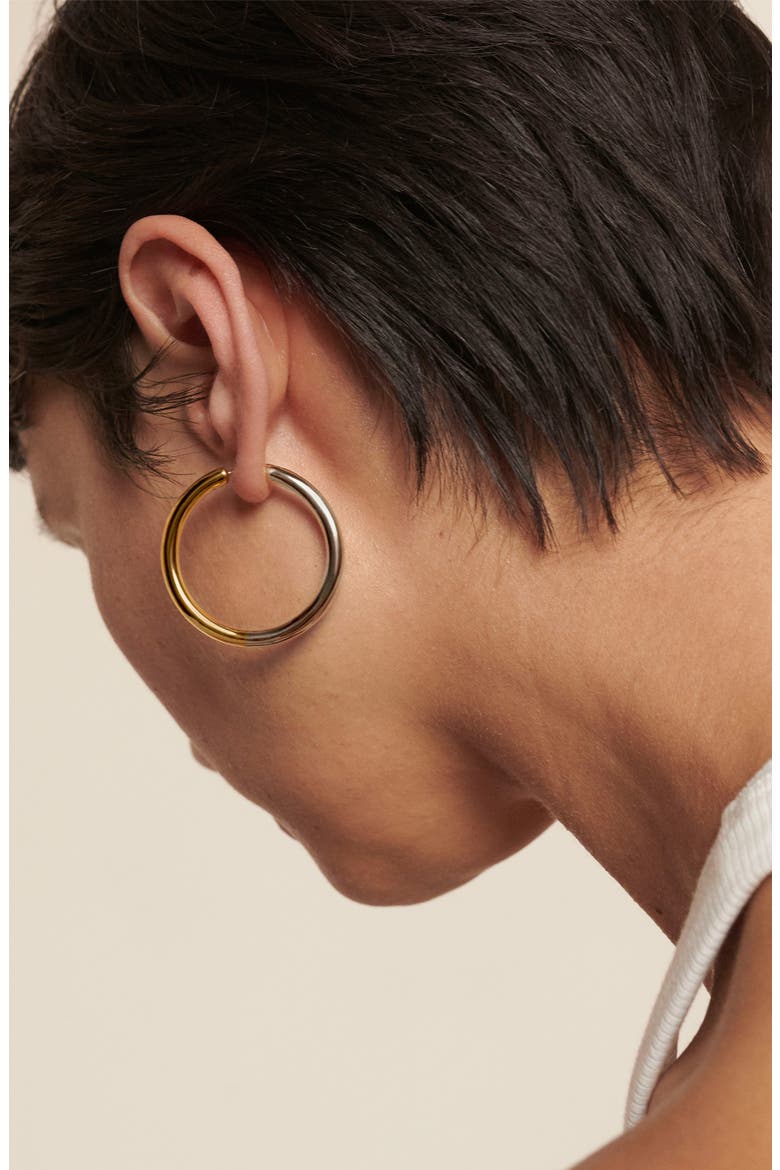 Large Essential Two-Tone Tube Hoop Earrings, Alternate, color, 18K GOLD VERMEIL
