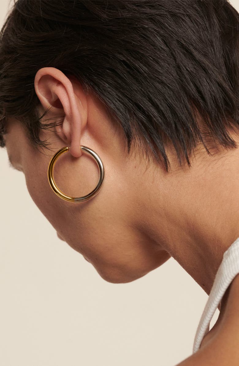 Monica Vinader Large Essential Two-Tone Tube Hoop Earrings, Alternate, color, 18K Gold Vermeil