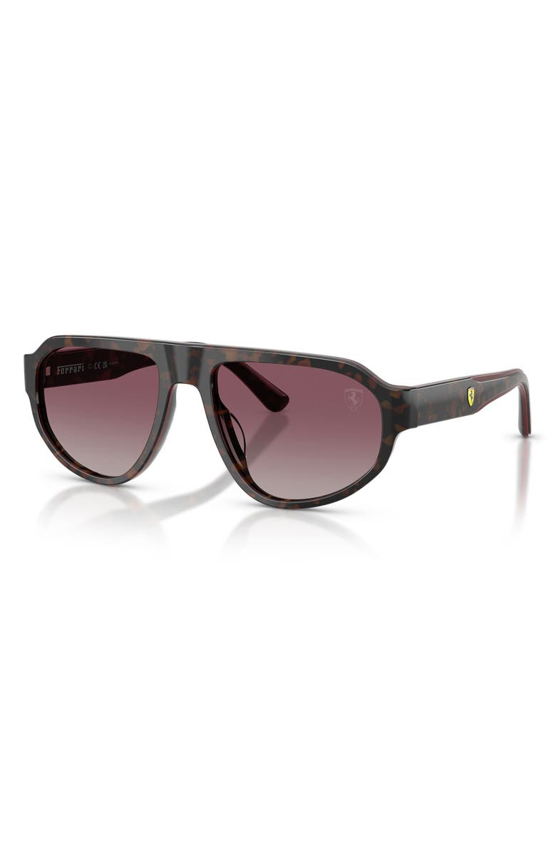 Scuderia Ferrari 57mm Polarized Irregular Sunglasses, Alternate, color, Havana Shiny Burgundy