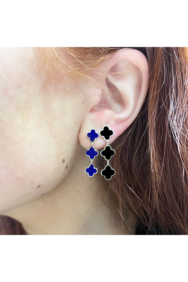 Lapis Clover Dangle Earrings, Alternate, color, Lapis
