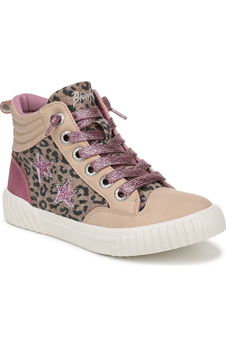 Blowfish Malibu Kids' Wanderland High Top Sneaker, Main, color, Leopard Canvas