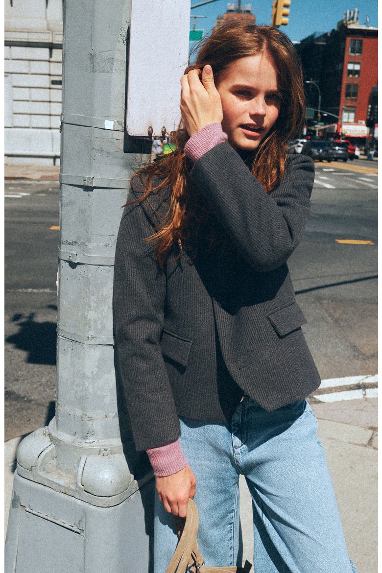 Striped Fleece Jacket, Alternate, color, GREY