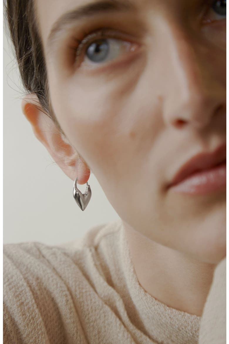 Roscida Heart Hoop Earrings, Alternate, color, Silver