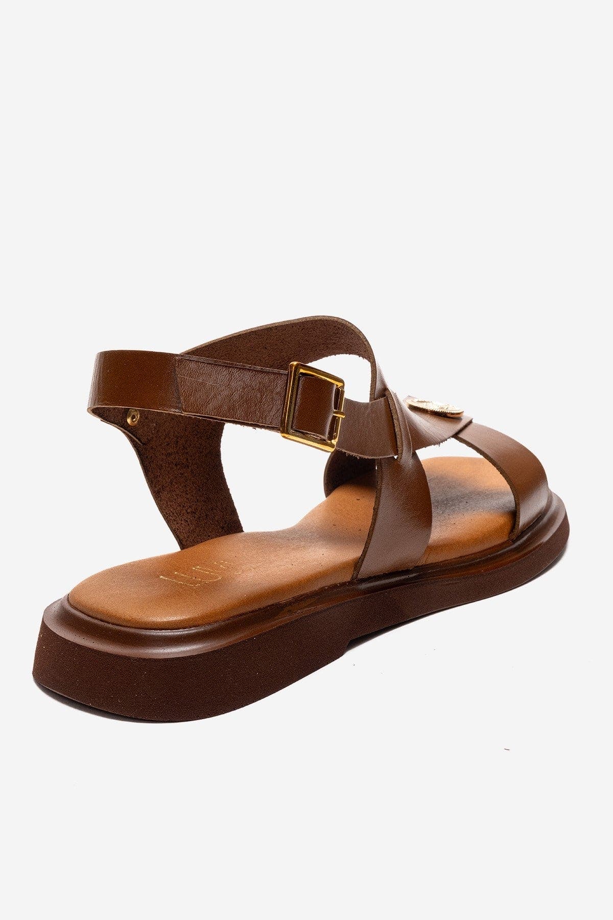 Forever & Always Shoes Quella Leather Buckle Sandal, Alternate, color, Cognac