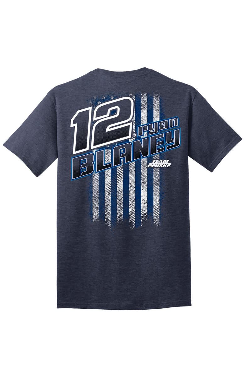 TEAM PENSKE Men's Team Penske Heather Navy Ryan Blaney Flag Tri-Blend T-Shirt, Alternate, color, Heather Navy