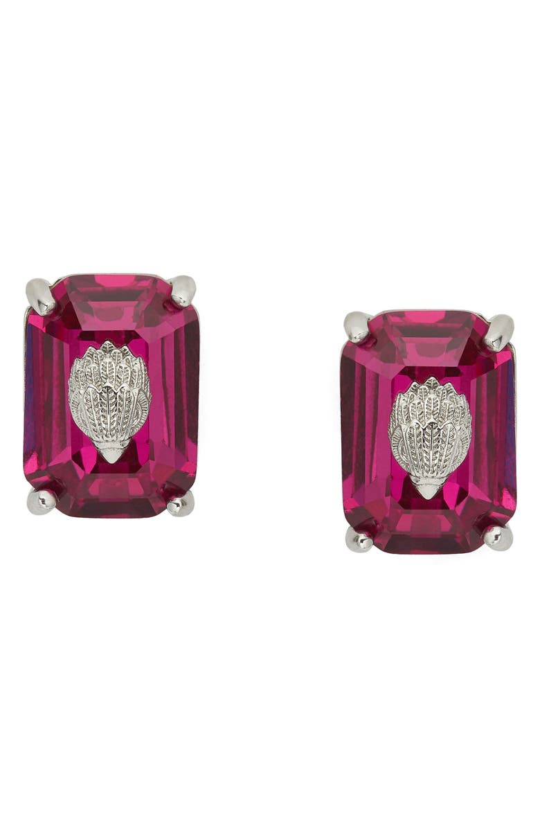 Kurt Geiger London Emerald Cut Crystal Stud Earrings, Main, color, 