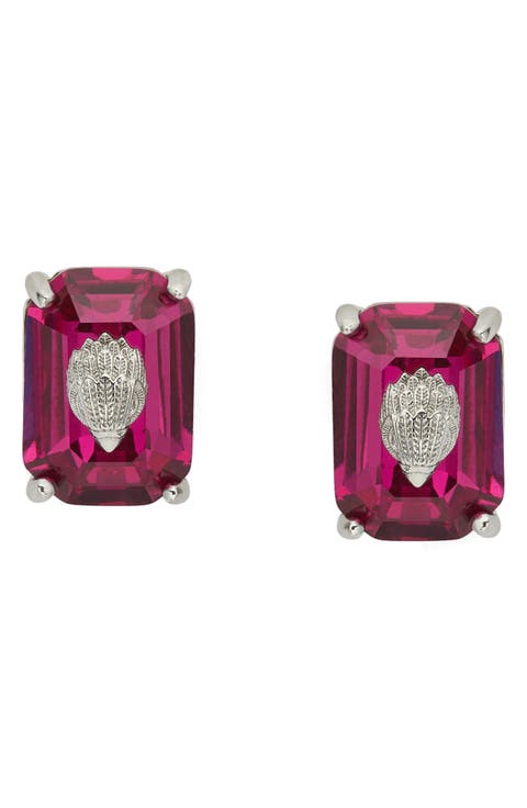 Emerald Cut Crystal Stud Earrings