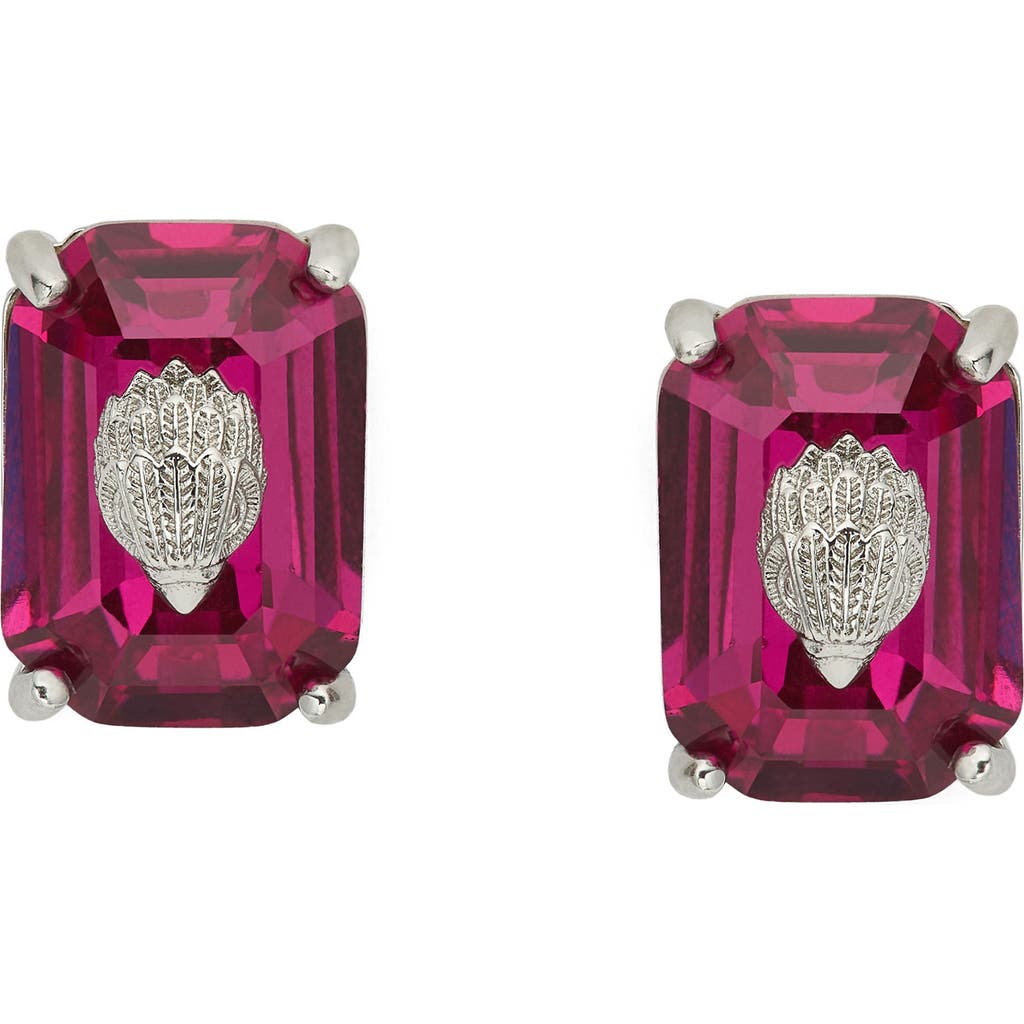 Kurt Geiger London Emerald Cut Crystal Stud Earrings In Pink