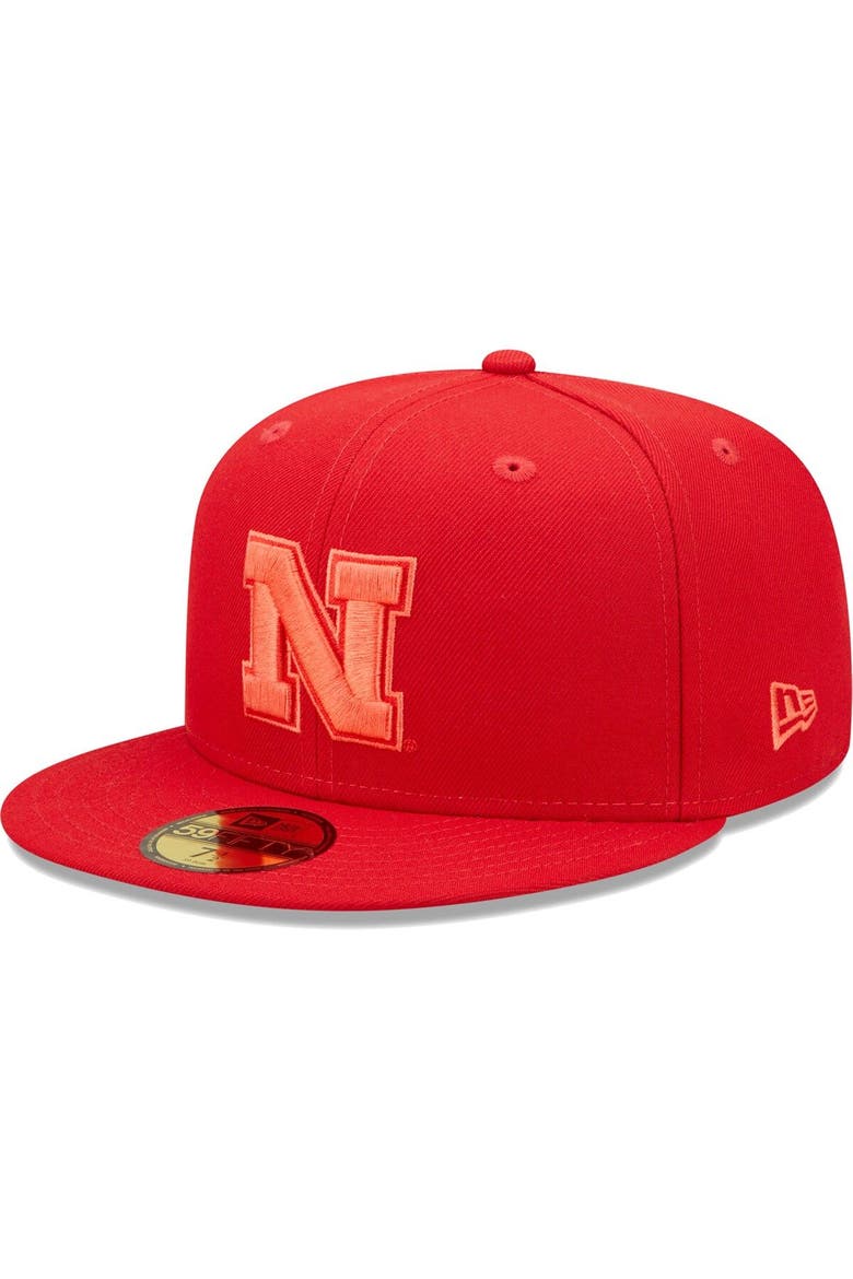 Men's New Era Scarlet Nebraska Huskers Bright Undervisor 59FIFTY Fitted Hat, Main, color, Scarlet