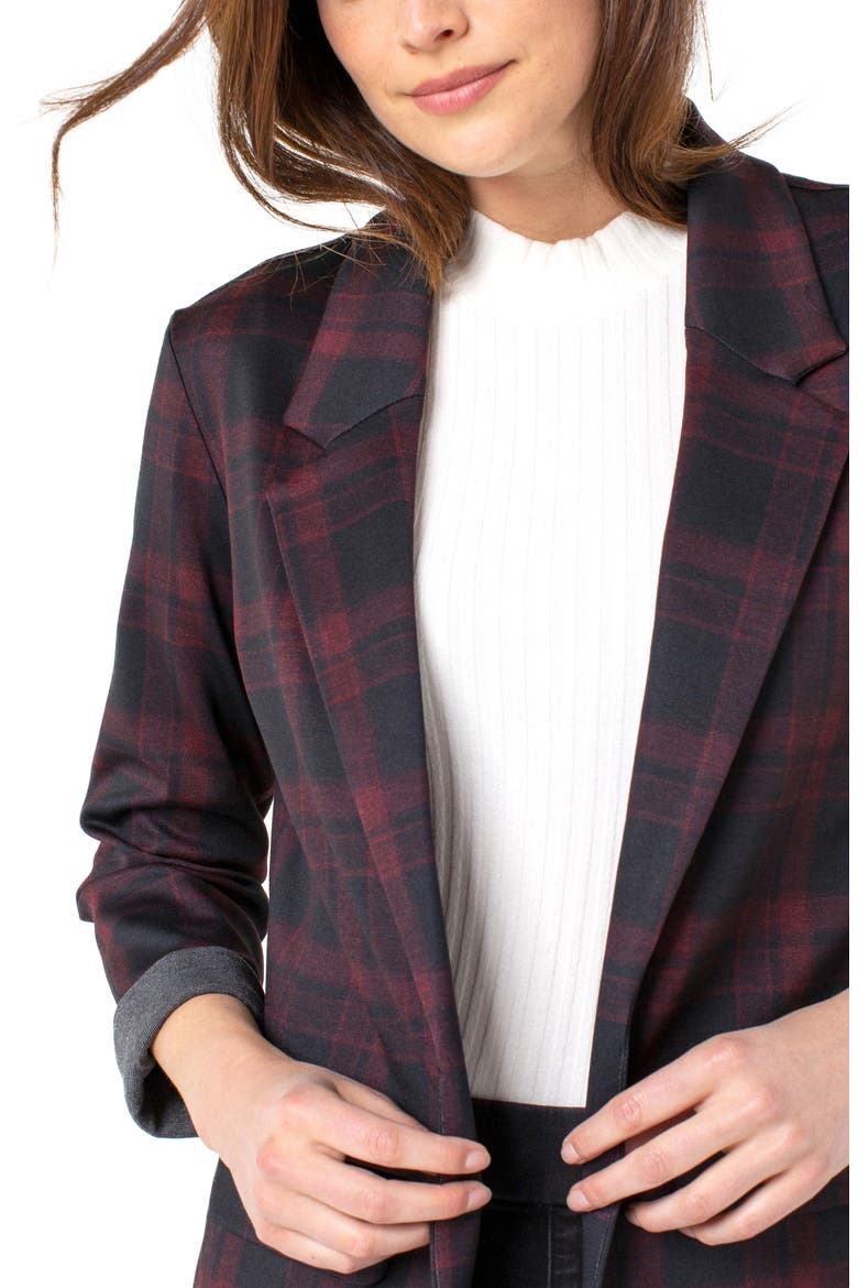 Liverpool Tartan Plaid Boyfriend Blazer, Alternate, color, RED/ BLACK