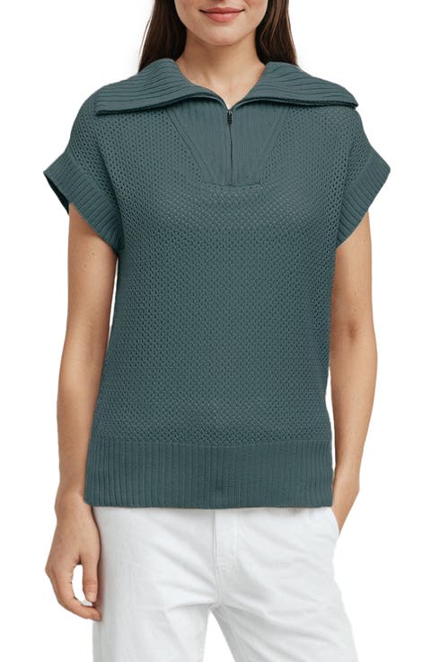 Kim Dolman Sleeve Quarter Zip Sweater