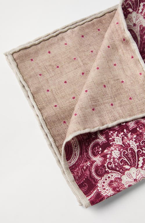 Brunello Cucinelli Double-faced Silk Paisley Pocket Square In Red
