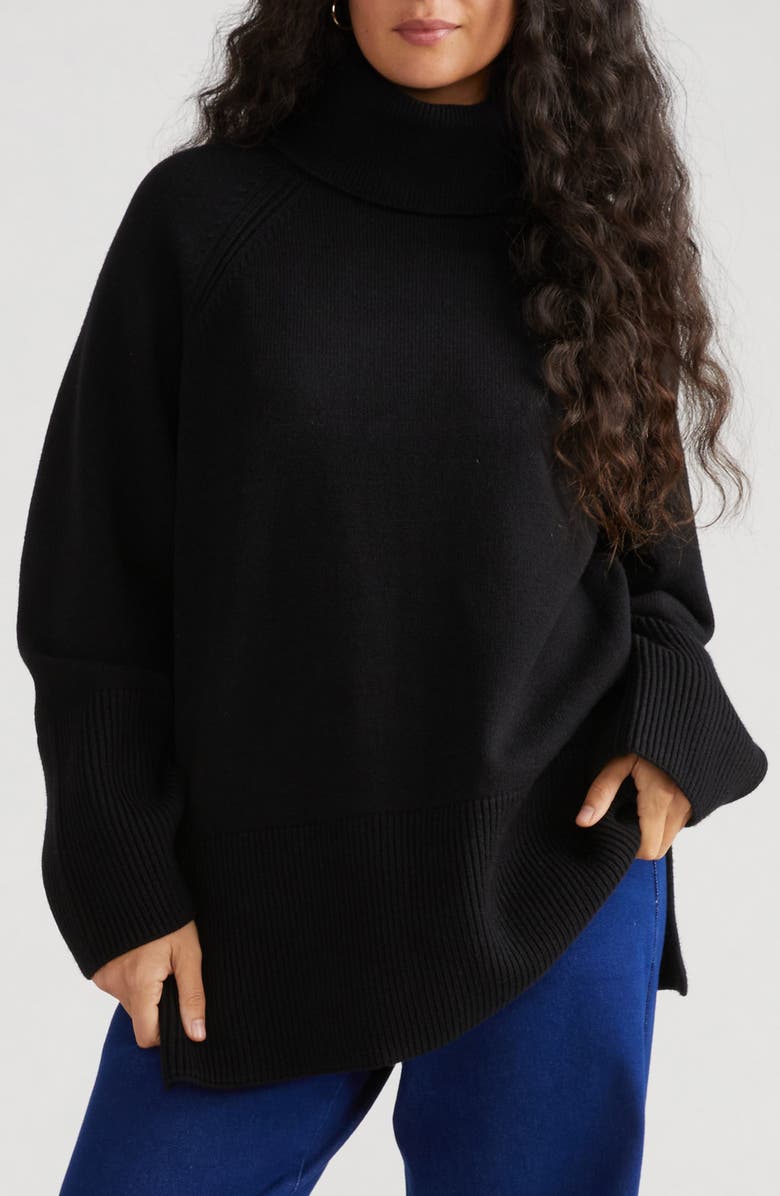 Universal Standard Yolanda Turtleneck Sweater, Main, color, Black