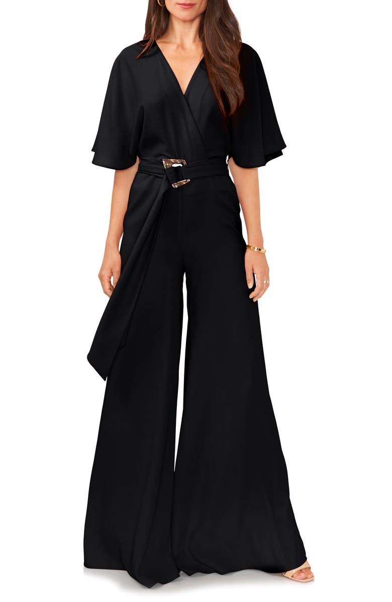 Vince Camuto Open Back Wide Leg Belted Jumpsuit, Main, color, 