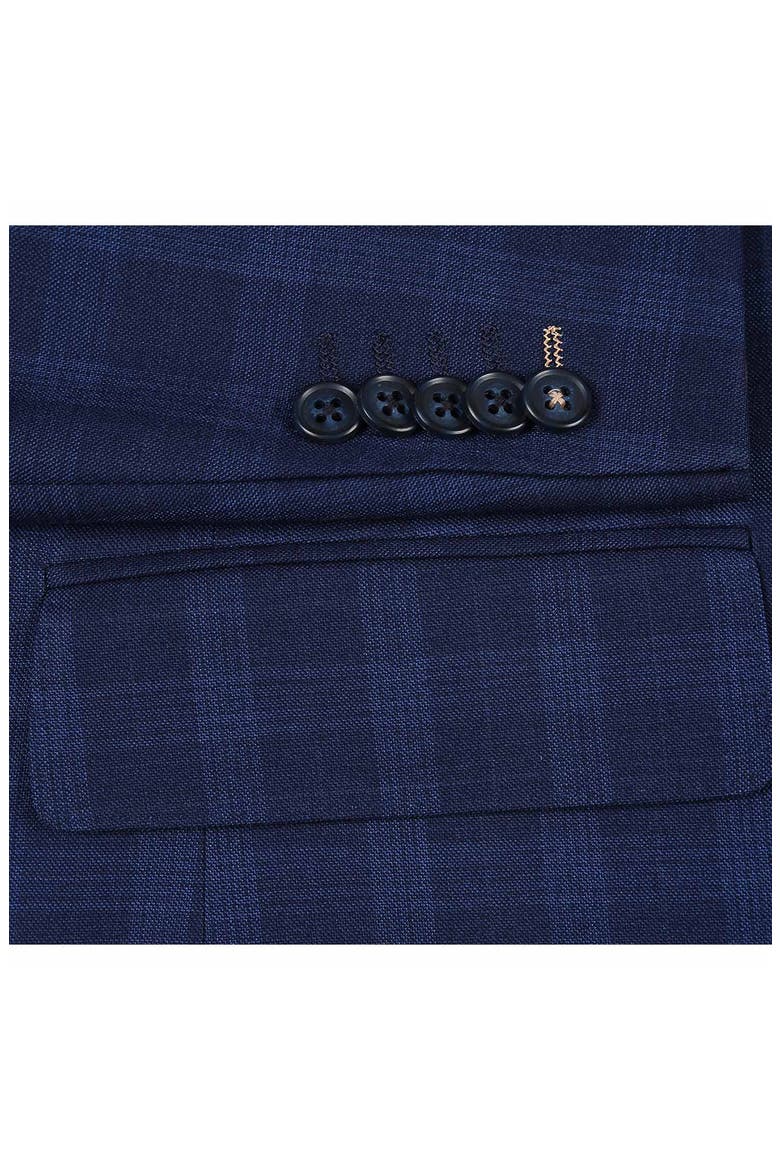 Plaid Two Button Notch Lapel Suit, Alternate, color, BLUE