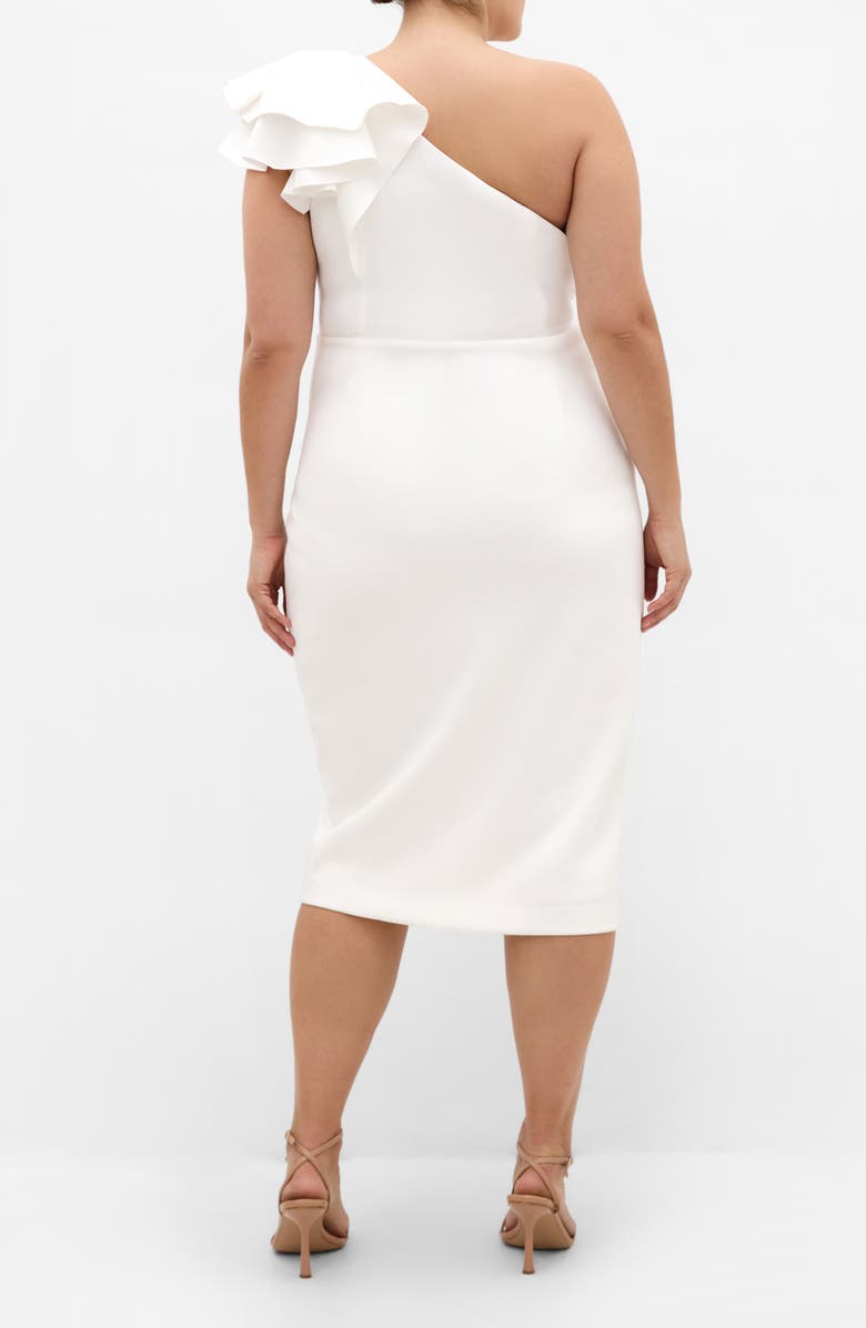 City Chic Milani One-Shoulder Cocktail Dress, Alternate, color, Ivory