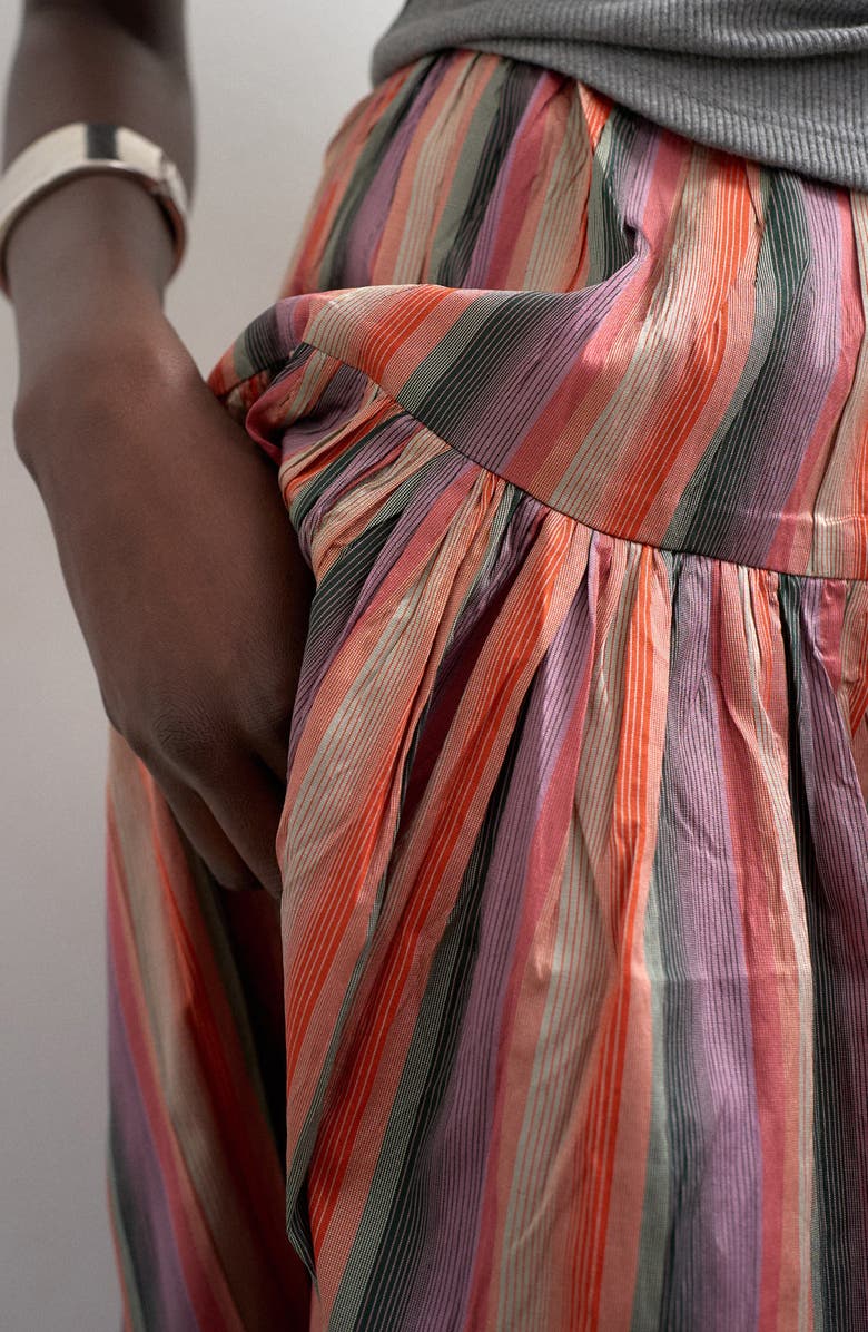 Topshop Striped Taffeta Skirt, Alternate, color, Pink Multi