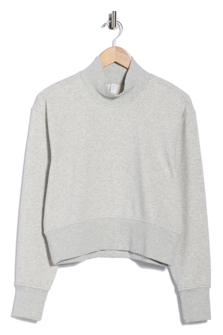 Feather Fleece Mock Neck Sweatshirt, Alternate, color, GREY LIGHT HEATHER
