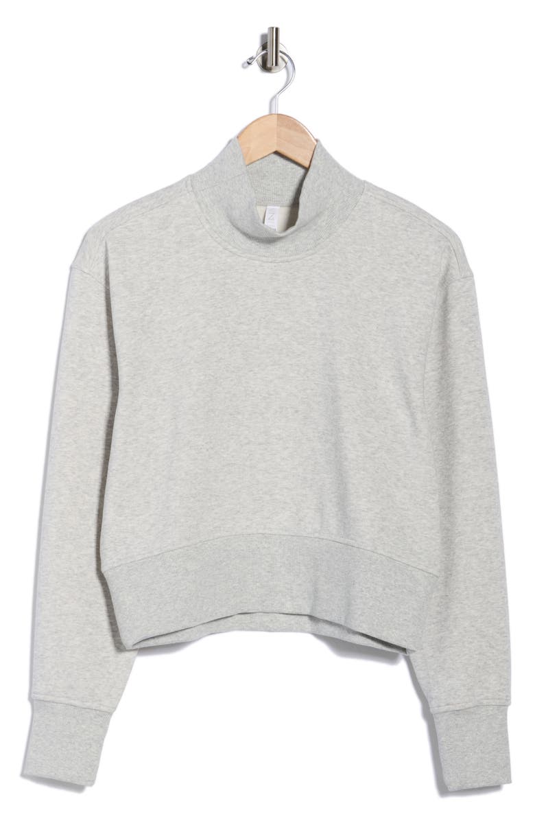Z by Zella Feather Fleece Mock Neck Sweatshirt, Alternate, color, Grey Light Heather