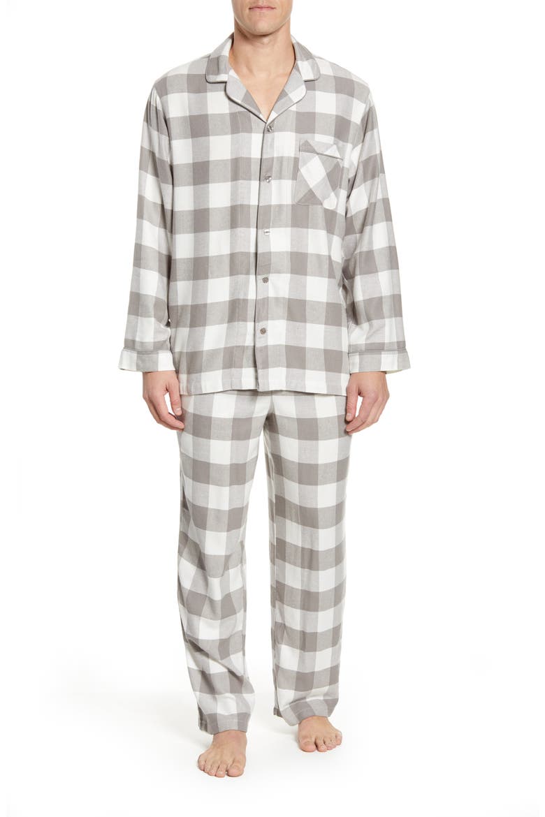 Family Flannel Pajamas, Main, color, GREY FROST CHECK