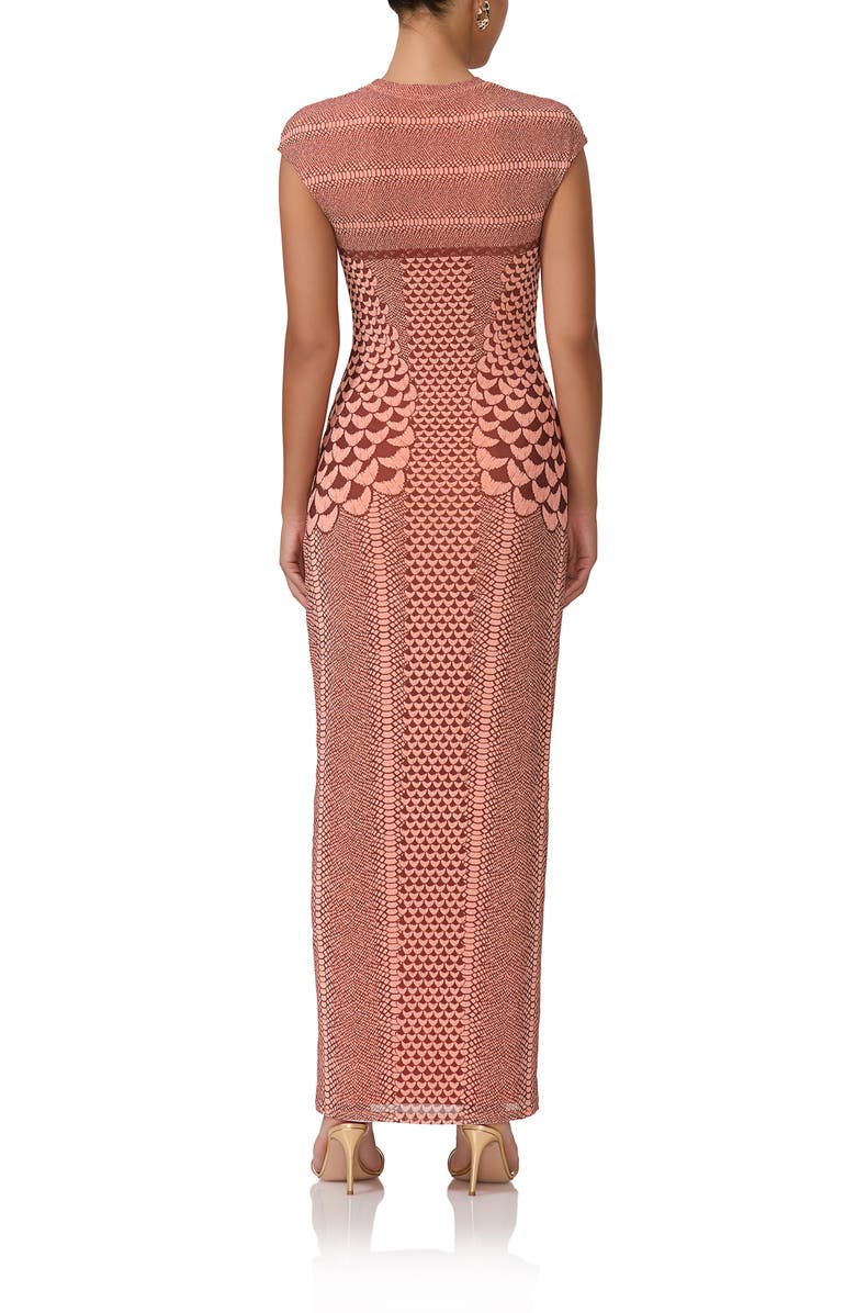 AFRM Cody Print Cap Sleeve Mesh Maxi Dress, Alternate, color, Peach Petal