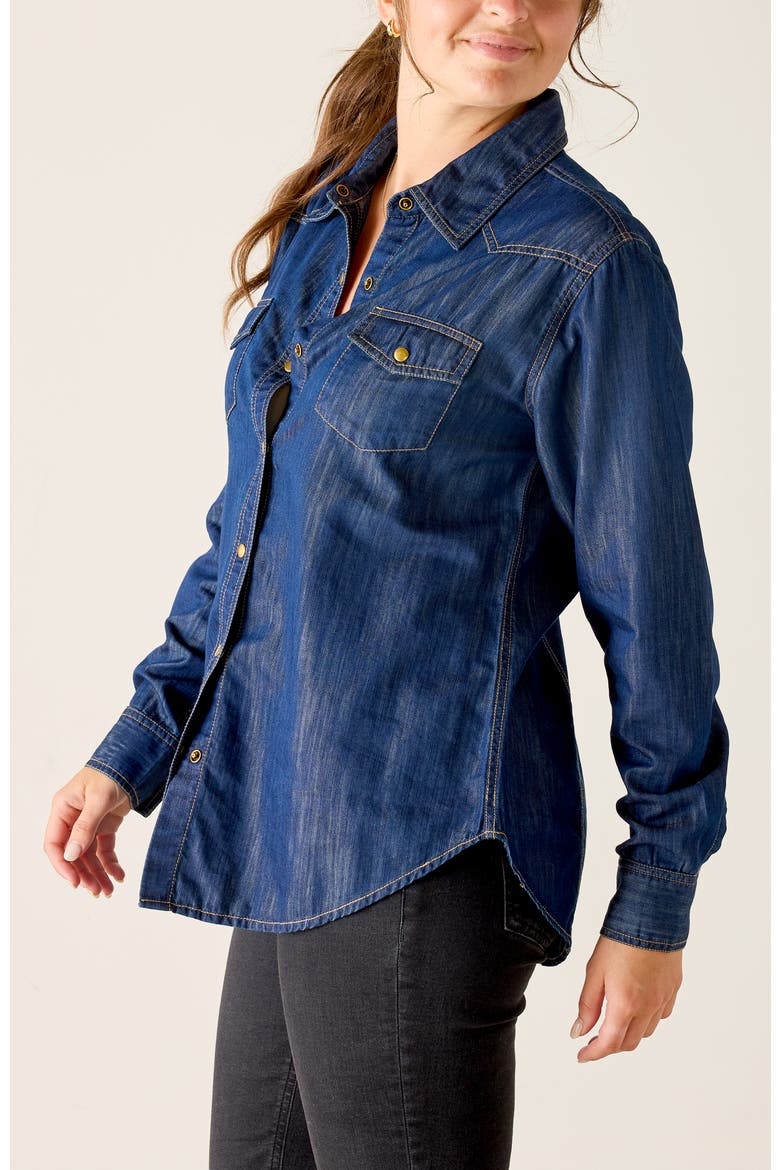 Margot Button Up Shirt, Alternate, color, Night Rain
