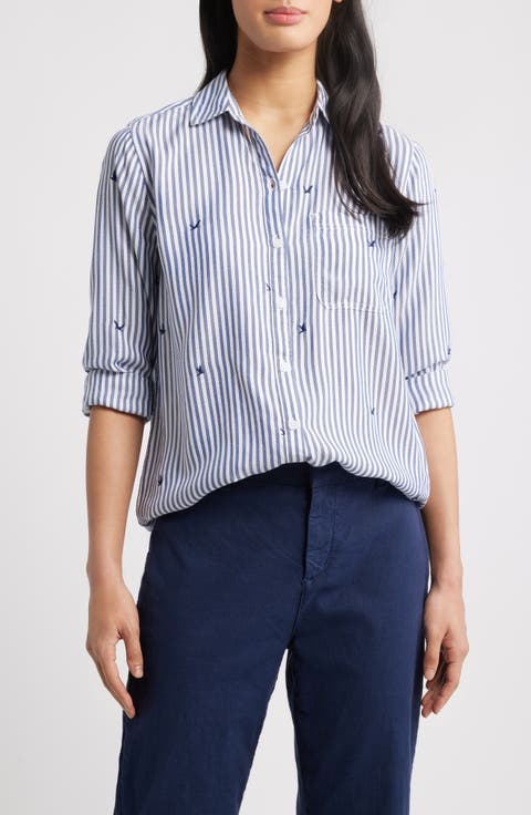 Kaylee Heart Stripe Long Sleeve Button-Up Shirt