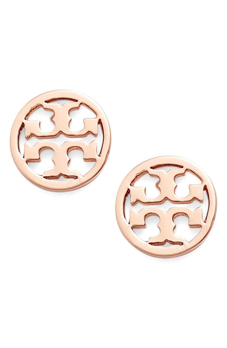 Tory Burch Circle Logo Stud Earrings, Main, color, 