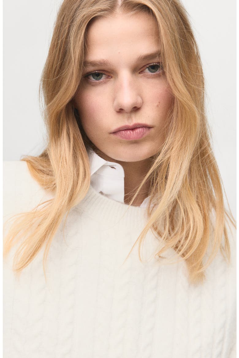 Cable Stitch Crewneck Sweater, Alternate, color, ECRU