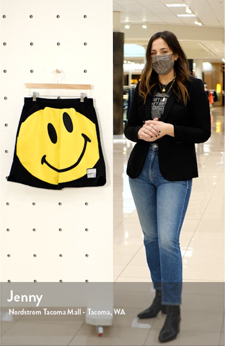 Chinatown Market Men's Big Smiley Sweat Shorts, sales video thumbnail