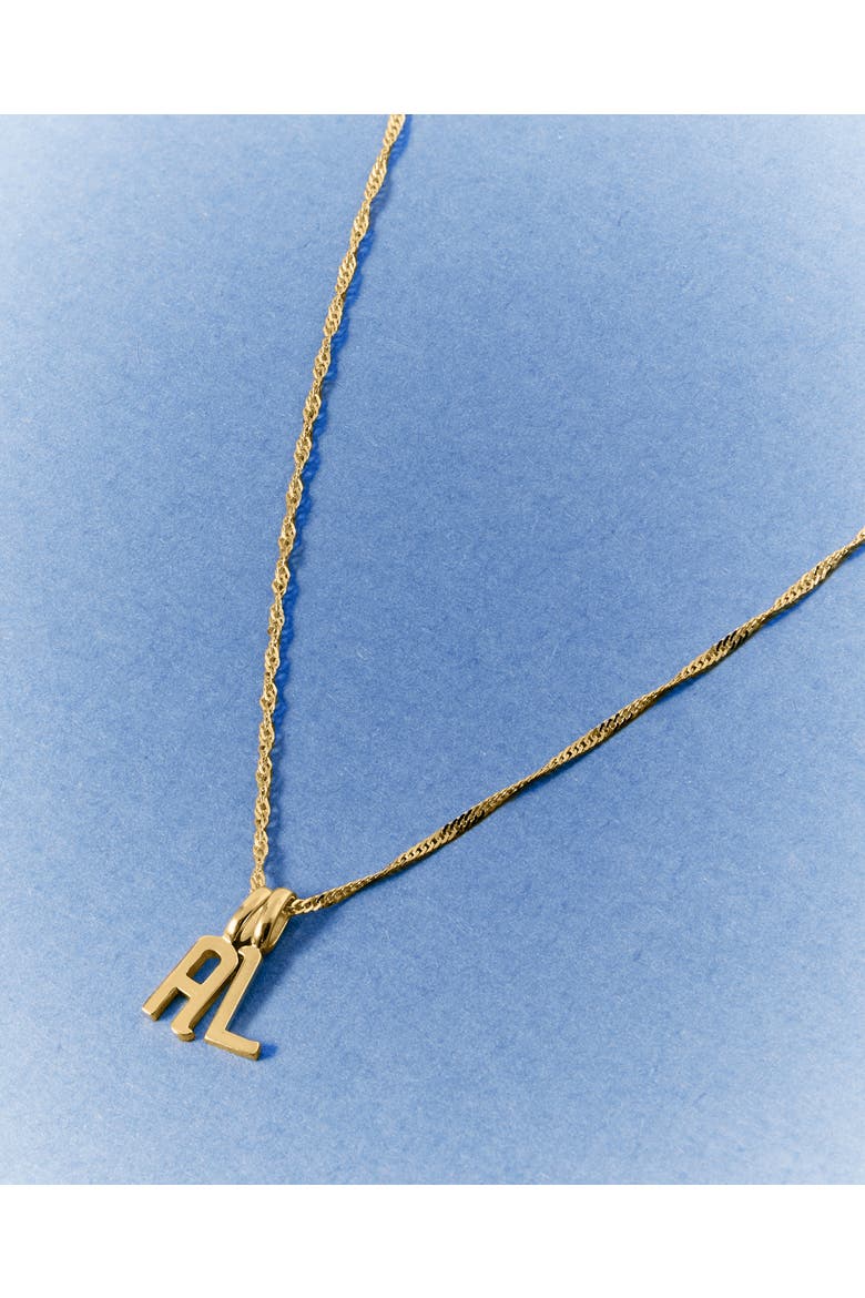 Solid Gold Initial Necklace, Alternate, color, J