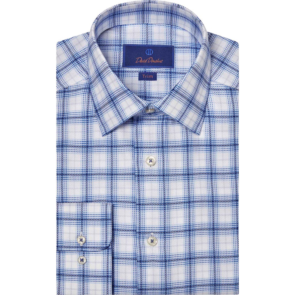 David Donahue Trim Fit Check Cotton Dress Shirt In Blue