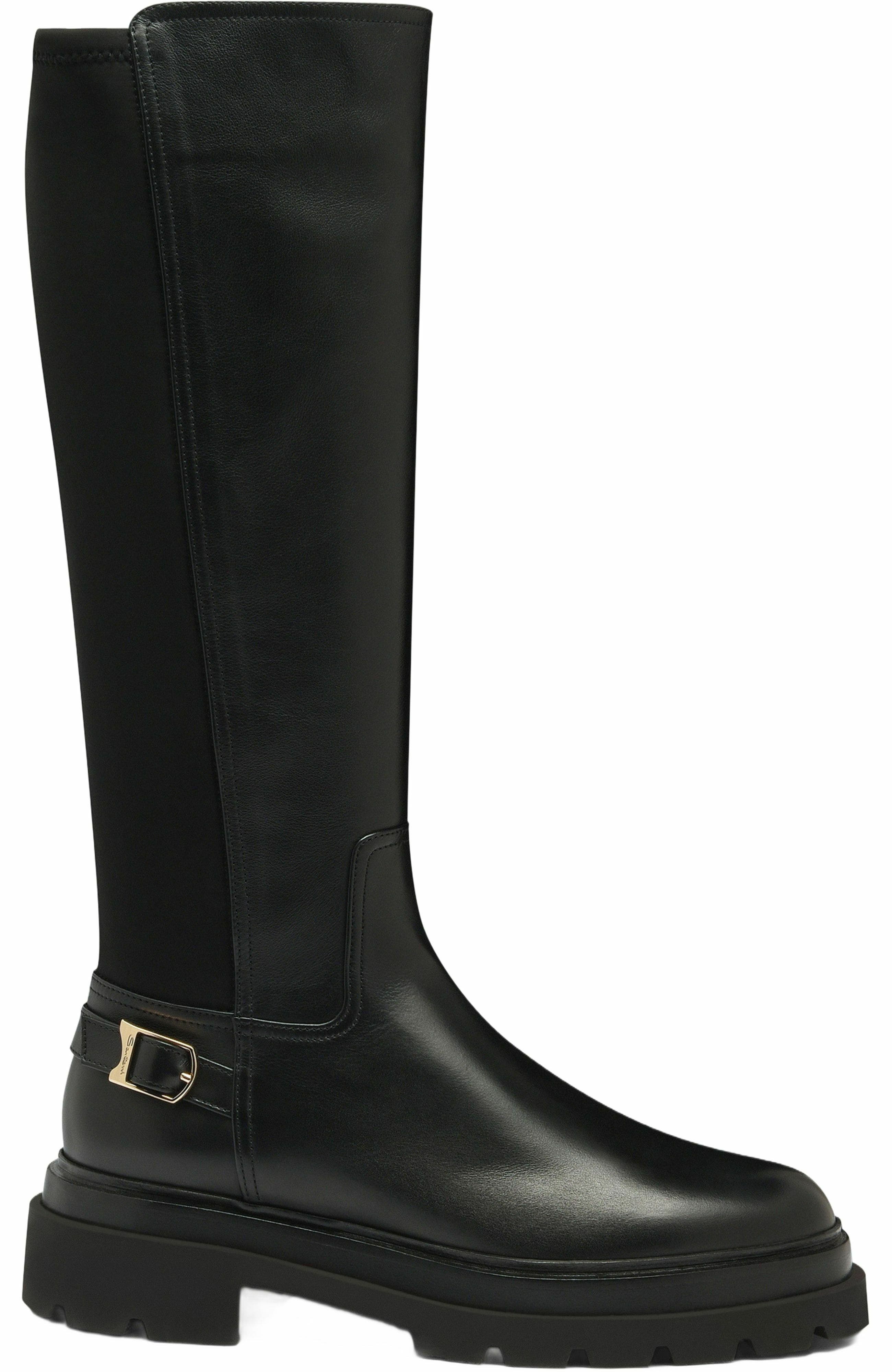 Santoni Women's leather boot, Main, color, Black