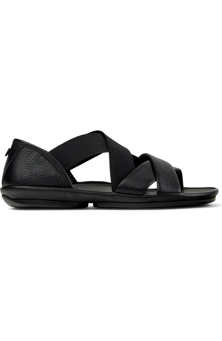 Camper Right Isla Cross Strap Sandal, Alternate, color, Black