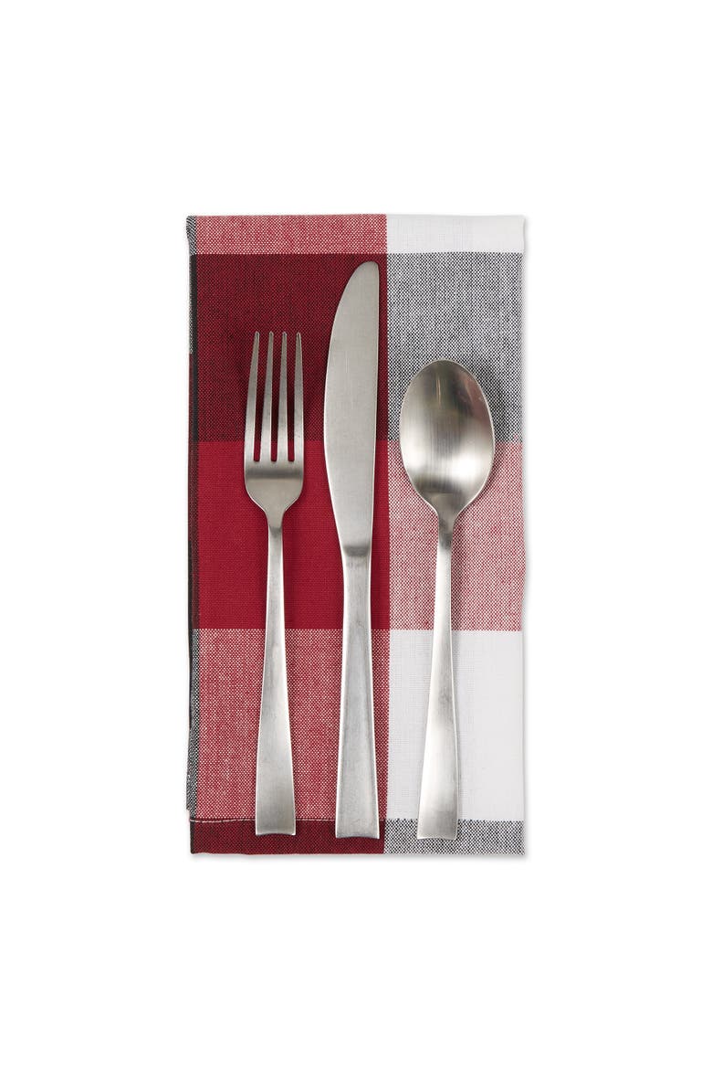 Tri Color Check Napkin Set/6, Alternate, color, Cardinal Red