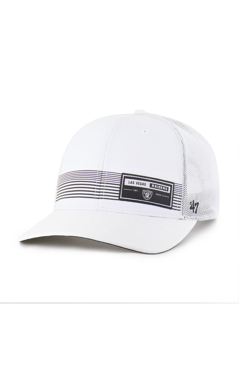 '47 Men's '47 White Las Vegas Raiders Rangefinder Trucker Adjustable Hat, Main, color, White
